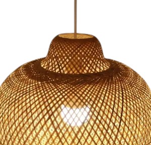 Chic Retro Style Natural Bamboo Lampshade Woven Pendant Light Fixture Farmhouse Hanging Ceiling Chandelier <b>Lamp</b> <b>Kitchen</b> - Product Image 3