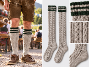 Traditional Bavarian Cable Knit Breathable <b>Men's</b> Winter <b>Socks</b> German Oktoberfest Lederhosen Accessories - Product Image 1