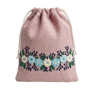 Best Quality Floral Pink Embroidered <b>Drawstring</b> <b>Bag</b> For Women Travel Storage And Daily Use Available At Best Market Price - Product Image 1