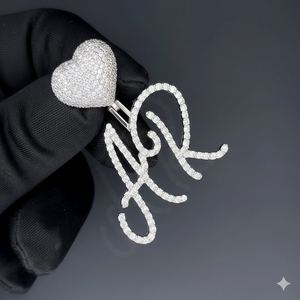 สร้อยคอเงินแท้ 925 ชุบทองคำขาวประดับเพชรแล็บโกรว์ ดีไซน์เก๋ไก๋ทันสมัย พร้อมจี้รูปหัวใจแบบฮิปฮอป สลักชื่อได้ เป็นของขวัญสำหรับแฟนสาว - Product Image 1