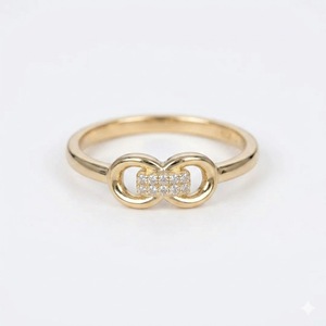 Anillo de Diamantes con Eslabones Entrelazados, Oro de 14K/18K, Anillo con Forma de Ocho, Anillo de Nudo Infinito, Símbolos de Amor, Joyería Elegante, Regalo - Product Image 1
