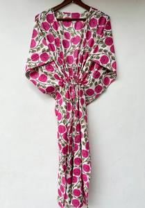 Robe kaftan sans manches en coton à imprimé tropical, décontractée, pour l'été, vêtement de plage pour femmes, vêtement de détente, Naaz Textile - Product Image 3