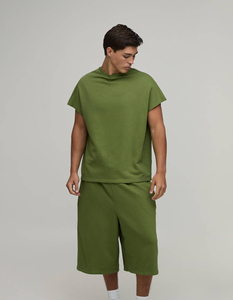 Men Boxy Leisure T Shirt and <b>Shorts</b> Set Premium Cotton Blend Two Piece Set Summer Wear Custom Private Label Fashion Streetwear - Product Image 4