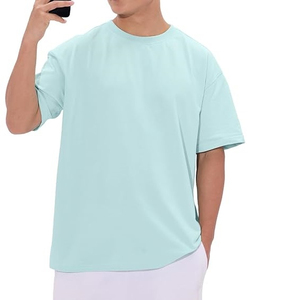 T-shirt unisexe respirant en coton léger à faible MOQ, personnalisable avec logo, coupe oversize pour hommes, vente en gros, idéal pour l'été - Product Image 3