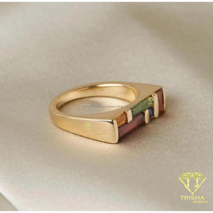 Bague en argent 925 avec diamant de laboratoire multicolore rectangulaire, bijou élégant et géométrique pour femme - Product Image 4