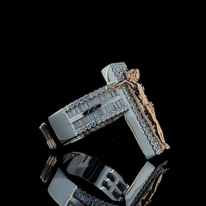 Unique Jesus <b>Cross</b> Men's <b>Ring</b> Hip-Hop Round & Baguette Cut Moissanite Diamond <b>Ring</b> 925 Sterling <b>Silver</b> Two Tone Iced Out Jewelry - Product Image 4