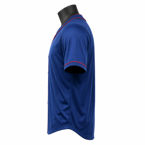 Maillot de baseball bleu marine pour homme, manches courtes, boutons sur le devant, tissu respirant en polyester, couleur unie, vêtements de sport - Product Image 4