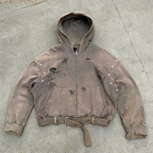 Fournisseur de sweats à capuche personnalisés avec fermeture éclair, proposant des sweats à capuche en coton avec fermeture éclair en gros, ainsi que des sweats à capuche de luxe style streetwear américain. - Product Image 1
