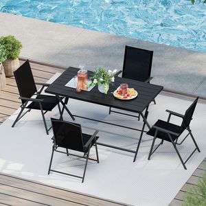 Set da Pranzo Pieghevole da Esterno in 5 Pezzi per Giardino, Cortile e Terrazza - Product Image 5