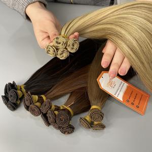 Trame nouée à la main super doublement étirée expédition rapide via UPS DHL FedEx prix de gros pour les extensions de cheveux humains colorés - Product Image 4