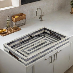 Bandeja Decorativa con Incrustaciones de Hueso, Bandeja de Servicio Decorativa, Adorno para Mesa de Comedor de Tradebyd - Product Image 4
