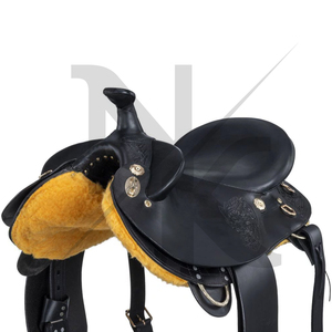 Silla de montar profesional australiana de cuero genuino premium para doma clásica con asiento profundo, cavales ajustables y armazón de madera para senderismo. - Product Image 3