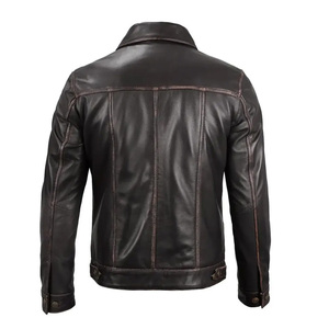Veste en cuir de vache véritable pour homme, élégante, avec col montant et logo sur le devant, design de haute qualité, dernière tendance - Product Image 4