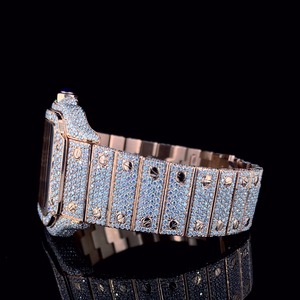 นาฬิกาฮิปฮอปผู้ชายทรงสี่เหลี่ยมจัตุรัส ตัวเรือนสแตนเลสสตีล ประดับเพชรโมอิสซาไนต์คุณภาพสูง VVS ระดับ Fully Iced Out - Product Image 5