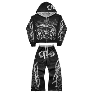 Conjunto Deportivo Flair con Sudadera con Capucha y Cremallera y Pantalones Deportivos Largos, Ropa Urbana Unisex para Adultos, Otoño, 100% Algodón Estampado - Product Image 2
