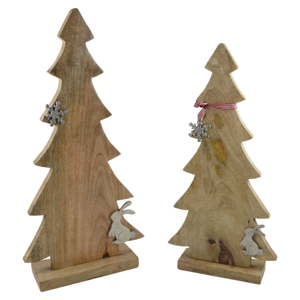 Set of 2 Modern Hand Painted Mango Wood Christmas Tree Decorations Customized Size Durable Outdoor Ornaments - Product Image 5