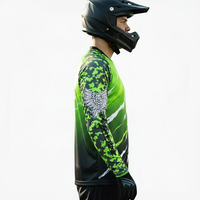 Jersey de Motociclismo de Manga Larga con Estampado por Sublimación, Diseño Personalizado, Secado Rápido, Transpirable, Poliéster, Verano/Invierno