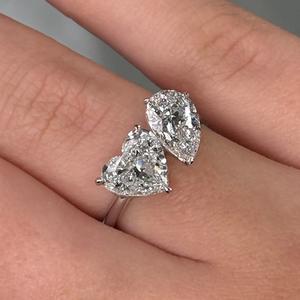 Anillo de Compromiso y Boda con Diamante Cultivado en Laboratorio de 3 Quilates, Corte Pera, Oro Blanco de 14k, Joyería para Fiestas, Gran Venta - Product Image 5