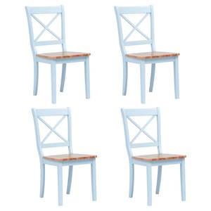 Juego de 4 Sillas de Comedor de Madera de Caucho Sólido Gris y Natural, Tamaño Estándar - Product Image 1