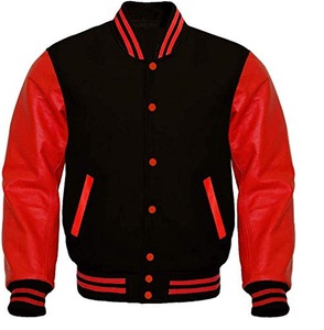 Veste universitaire personnalisée pour homme, style Letterman, en laine avec manches en cuir, broderie et patchs, qualité supérieure, style bomber - Product Image 1
