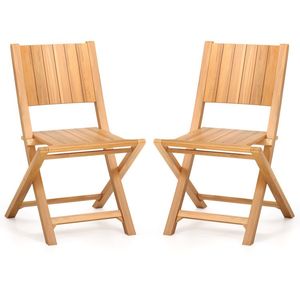 Set di 2 Sedie Pieghevoli da Esterno in Vimini con Seduta a Doghe in Legno Teak per Balcone e Giardino - Product Image 1