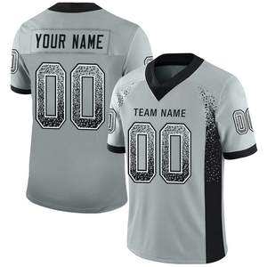 Camiseta de Fútbol Americano para Hombre, Cuello en V, Manga Corta, Color Gris y Negro, Impresión Sublimada, Transpirable, Corte Regular, Nombre del Equipo Personalizado, Deportes - Product Image 1