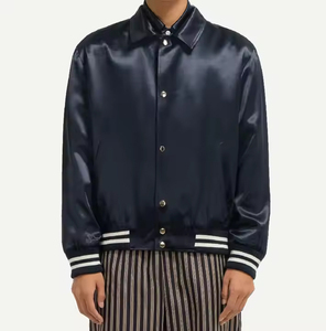 Chaqueta de satén para hombre, estilo urbano, ligera, con cremallera completa, informal, a la moda, cómoda, para uso diario. - Product Image 5
