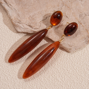 Pendientes de Aro con Forma de Campana, Estilo Vintage, Resina Ámbar, Imitación de Perla, Resistentes al Agua, Regalo - Product Image 3