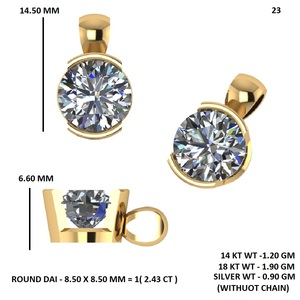 Sterling <b>Silver</b> Solitaire Pendant <b>Necklace</b> with Lab Grown Diamond Accent Fine Jewelry for Modern Elegant Styling - Product Image 4