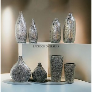 Most Fancy <b>Unique</b> Texture Designer Silver Color Prime Quality Metal Home Decoration Luxury Flower <b>Vases</b> Modern European Design - Product Image 1