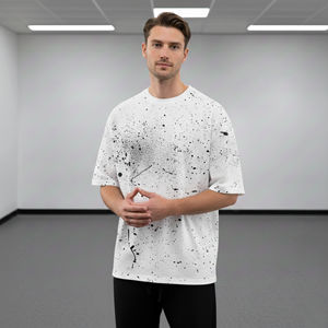 เสื้อยืดผู้ชายไซส์ใหญ่ คุณภาพสูง ผ้าฝ้าย 100% พิมพ์ลายดิจิทัล ปักโลโก้ตามสั่ง ทรงหลวม สไตล์ฮิปฮอป - Product Image 6