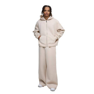 Ensemble de survêtement pour homme, sweat à capuche oversize uni avec fermeture éclair intégrale et pantalon large assorti, OEM ODM Vente en gros de vêtements - Product Image 1