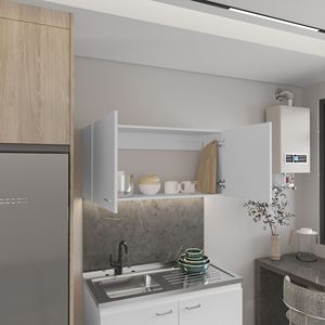 Armadio a Muro Bianco a Doppia Anta da 39 Pollici per Cucina, Modello Napoli - Product Image 5