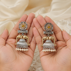 Pendientes colgantes Jhumka de elefante bohemio chapados en oro y plata antigua para mujer, hechos a mano, joyería étnica india para fiesta, venta al por mayor - Product Image 3
