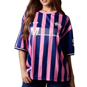 Maillot de football américain de haute qualité avec impression par sublimation, logo personnalisé, haut en maille rayé respirant, chemise oversize tendance hip-hop - Product Image 1