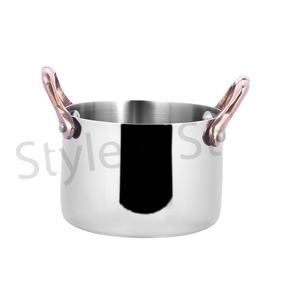 Mini Casserole de service à poignée dorée lourde en acier inoxydable ensemble de casseroles et poêles avec poignée en cuivre - Product Image 1