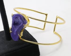 Bracelets ajustables en pierre Druzy naturelle avec argent allemand |   Bracelet manchette artisanal en pierre gemme Druzy |   Bijoux de mode pour femmes - Product Image 3