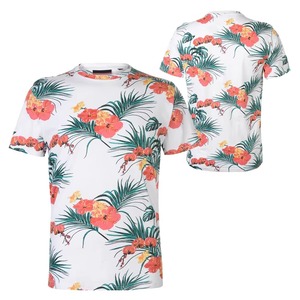 Camiseta de Manga Corta para Hombre, Blanca con Estampado Floral, Corte Regular, Cuello Redondo, Informal, Tejido de Poliéster Transpirable de Secado Rápido, Diseño de 180g - Product Image 2