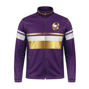 <b>Men</b> Purple Gold Hockey Activewear <b>Jacket</b> Polyester Sports <b>Jacket</b> Training Wear Team Apparel Outdoor Sports Performance Outerwear - Product Image 1