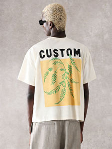 T-shirt Homme Coupe Ample Personnalisé avec Impression Graphique au Dos, Tissu Tricoté Léger Numérique, Col Rond, Manches Courtes, Style Streetwear - Product Image 1