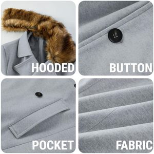 2025เสื้อโค้ทผู้ชายตัวยาวแบบกระดุมสองแถวแนวธุรกิจถอดออกได้มีปกเสื้อโค้ทแบบกระดุมแถวเดียวสำหรับฤดูหนาว - Product Image 2