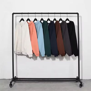 เสื้อฮู้ดดี้ผ้าฟลีซหนา 400gsm แบบซิปคู่เต็มตัว ไม่มีเชือกผูก OEM ซิปสีดำ พิมพ์ลายพัฟ - Product Image 2