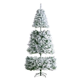 7.5ft Prelit Flocked Artificial Christmas <b>Tree</b> with 550 White LED <b>Lights</b> 1346 Branch Tips Full Holiday Xmas <b>Tree</b> with Metal Base - Product Image 1