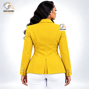 Nouvelle Collection de Vêtements Grecs Personnalisés pour Anniversaire et Fêtes – Blazer Jaune avec Symbole Grec Sigma Gamma Rho pour Femme – Coupe Classique - Product Image 2