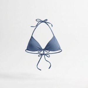 Women's Black <b>Halter</b> Bikini With Drawstring Tie Front And Adjustable Straps Solid Color Spandex Polyester Swimwear - Product Image 5