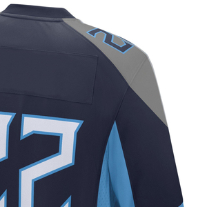 Maillot de football en polyester tricoté 100% pour homme, imprimé bleu, vêtements de sport d'équipe, respirant, manches courtes, col en V - Product Image 5