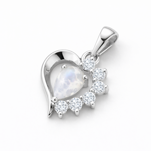 จี้รูปหัวใจมูนสโตนเรียบหรูชุบโรเดียมคุณภาพสูงสำหรับผู้หญิงจาก Rhaya Jewels ขายส่ง เงินแท้ ดีไซน์ทันสมัย - Product Image 2
