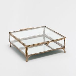 Boîte à bijoux décorative en métal et verre avec base miroir pour une présentation de luxe sur coiffeuse et une solution de rangement pour bijoux - Product Image 6
