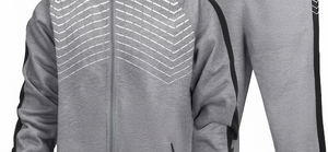 Ensemble de survêtement pour homme gris à imprimé géométrique, veste zippée et pantalon, respirant, sportif, pour l'automne - Product Image 5