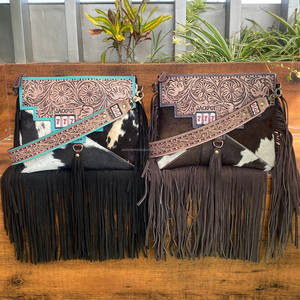 Top Selling Hand Tooled Leather <b>Crossbody</b> <b>Bags</b> & Hand Tooled Ladies RFID Blocking Wallet Fashionable Cowhide Clutch Women Sets - Product Image 4